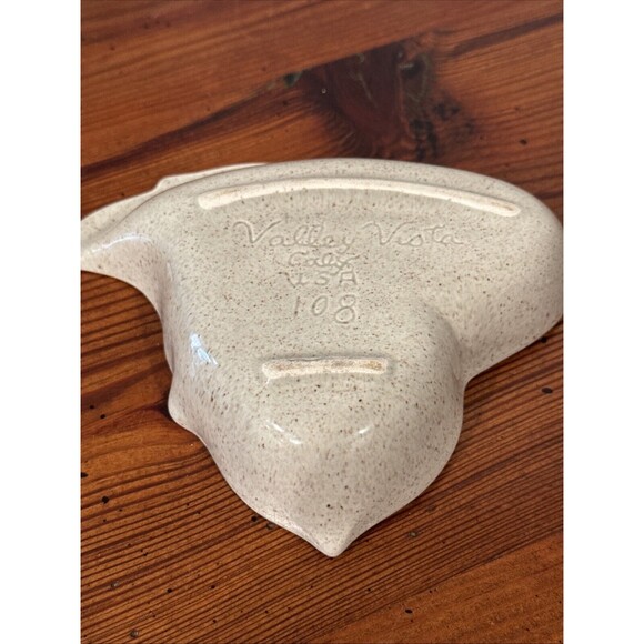 Vintage Valley Vista California Pottery Leaf Dish With Lid Pink And Cream - Picture 10 of 14